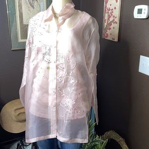 #5🎊Live show 3/10/23 Fri.@7:30pm😍Vintage Silk Florissant New York XL Pink Top